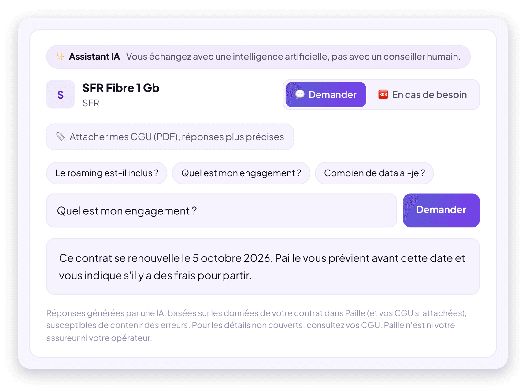 Copilote de Paille : réponse à la question « Quel est mon engagement ? » sur un contrat box