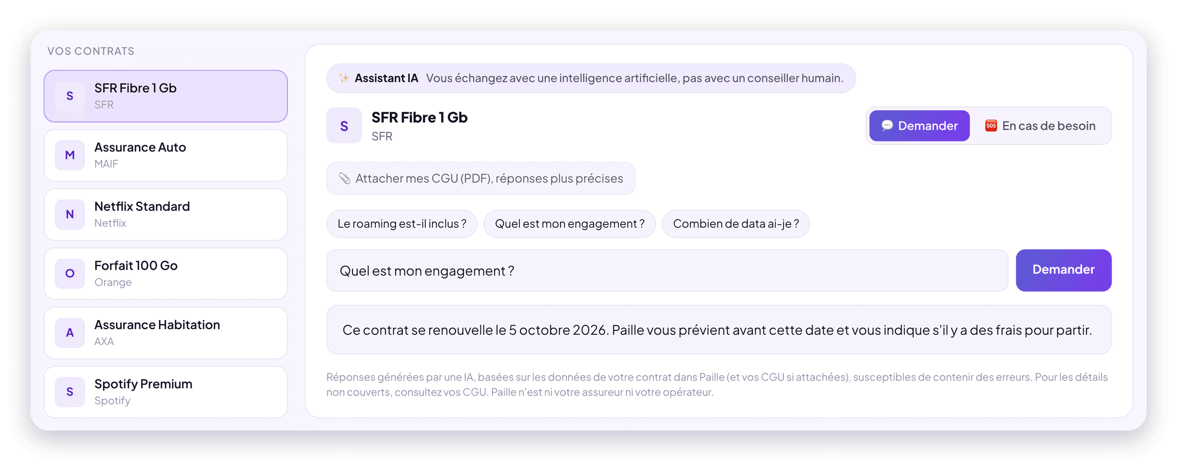 Copilote de Paille : réponse à la question « Quel est mon engagement ? » sur un contrat box